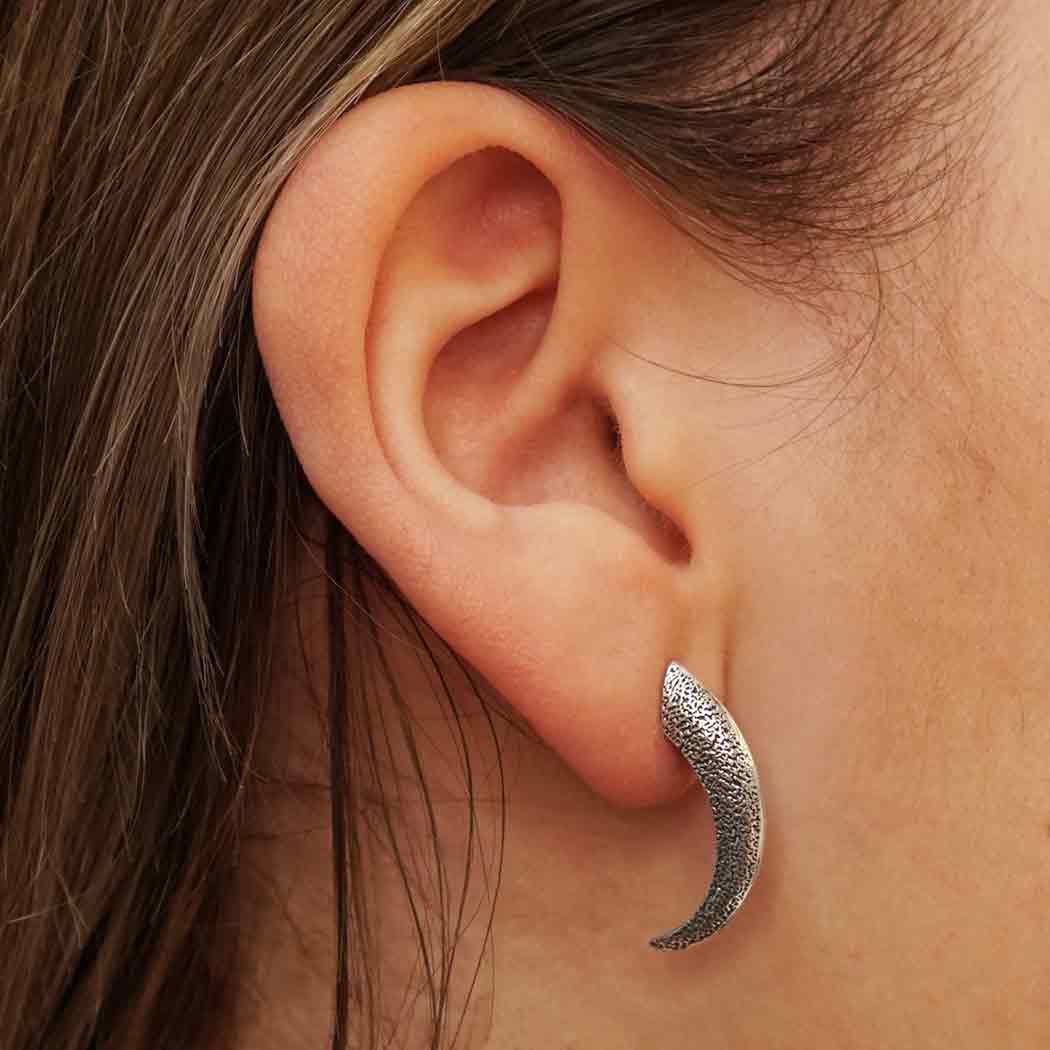 Sterling Silver Talon Post Earrings 24x5mm