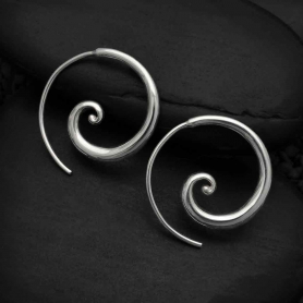 Sterling Silver Tapered Swirl Hoop Earrings 18x18mm