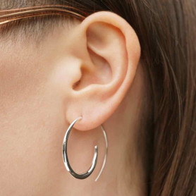 Sterling Silver Large Tapered Hoop Earrings 30x30mm
