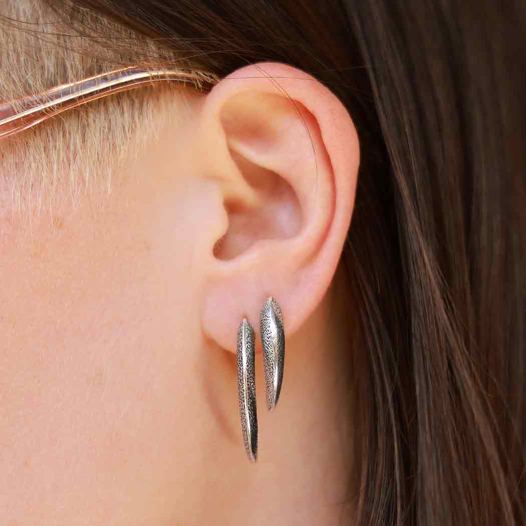 Sterling Silver Long Talon Post Earrings 31x4mm