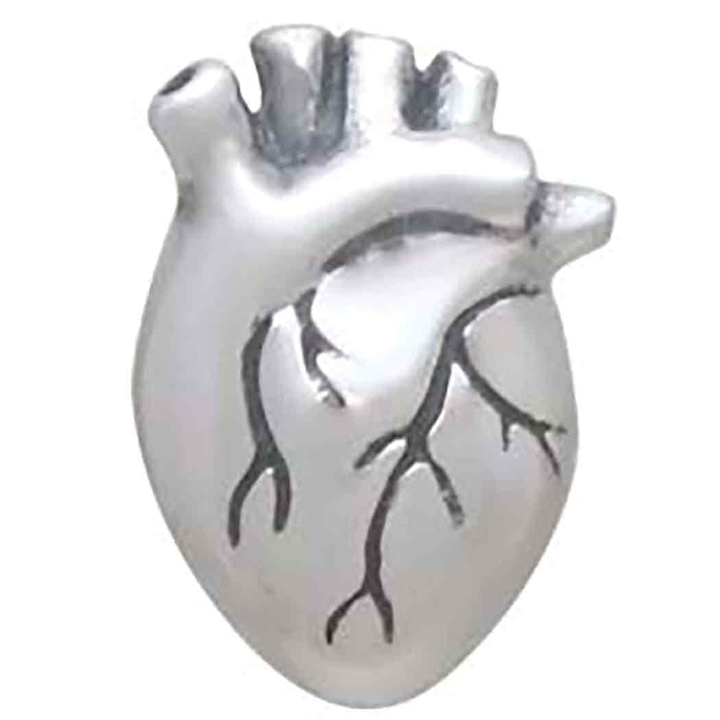 Sterling Silver Anatomical Heart Post Earrings 10x7mm