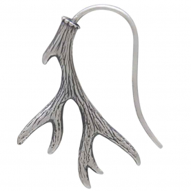 Sterling Silver Antler Hook Earrings 26x19mm