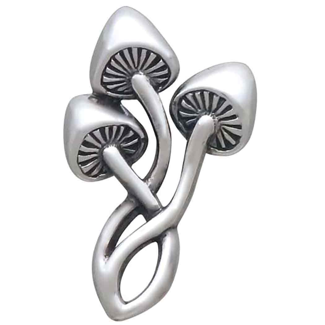Sterling Silver Three Mushroom Post Earrings 19x12mm