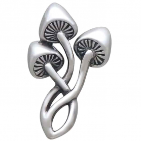 Sterling Silver Three Mushroom Post Earrings 19x12mm