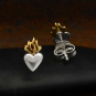 Nina Designs Sterling Silver Heart Post Earrings with Bronze Flame 