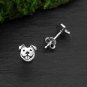 Sterling Silver Dog Face Post Earrings 7x7mm