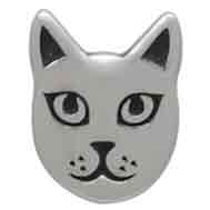 Sterling Silver Cat Face Post Earrings 7x6mm