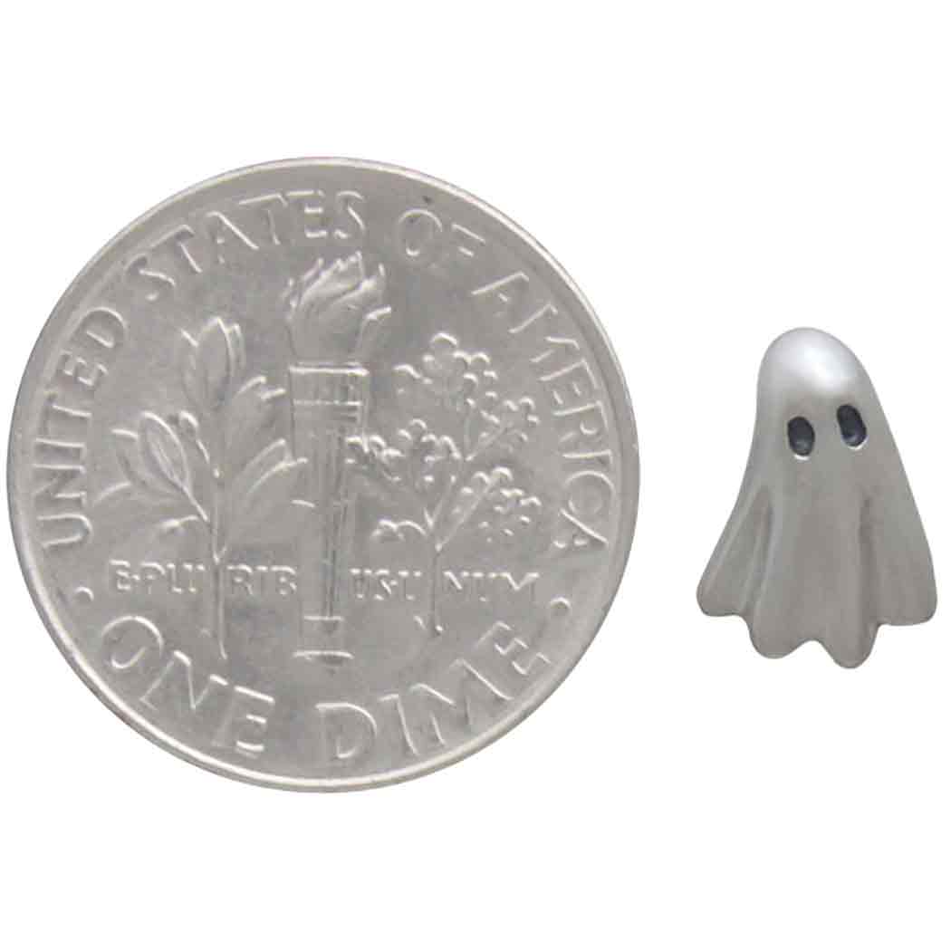 Sterling Silver 3D Ghost Post Earrings with Dime