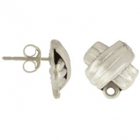 Sterling Silver Stud Earrings Part - Cross with Loop 12x10mm