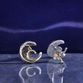 Sterling Silver Dimensional Wave Post Earrings 11x11mm