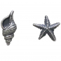 Sterling Silver Conch Shell & Starfish Post Earrings Front View