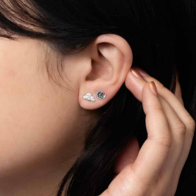 Sterling Silver and Bronze Elements Post Earring Set  on model