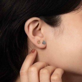 Sterling Silver and Bronze Elements Post Earring Set  on model