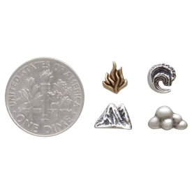 Sterling Silver and Bronze Elements Post Earring Set with Dime