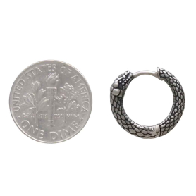 Sterling Silver Ouroboros Huggie Hoop Earrings with Dime