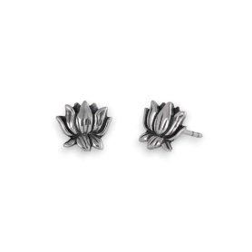 Sterling Silver Lotus Post Earrings 9x9mm