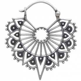 Sterling Silver Art Deco Wire Hoop Earrings 33x31mm