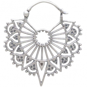 Sterling Silver Art Deco Wire Hoop Earrings 33x31mm