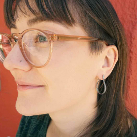 Sterling Silver Textured Snake Hoop Earrings 35x25mm