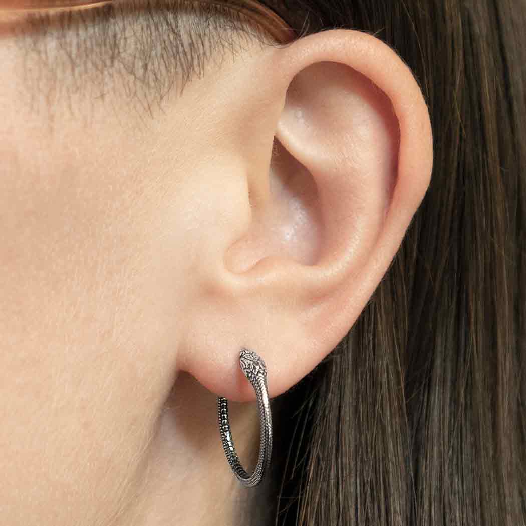 Sterling Silver Ouroboros Hoop Earrings 21x21mm