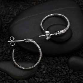 Sterling Silver Ouroboros Hoop Earrings 21x21mm