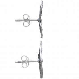 Silver Dimensional Butterfly Wing Post Earring 19x12mm side