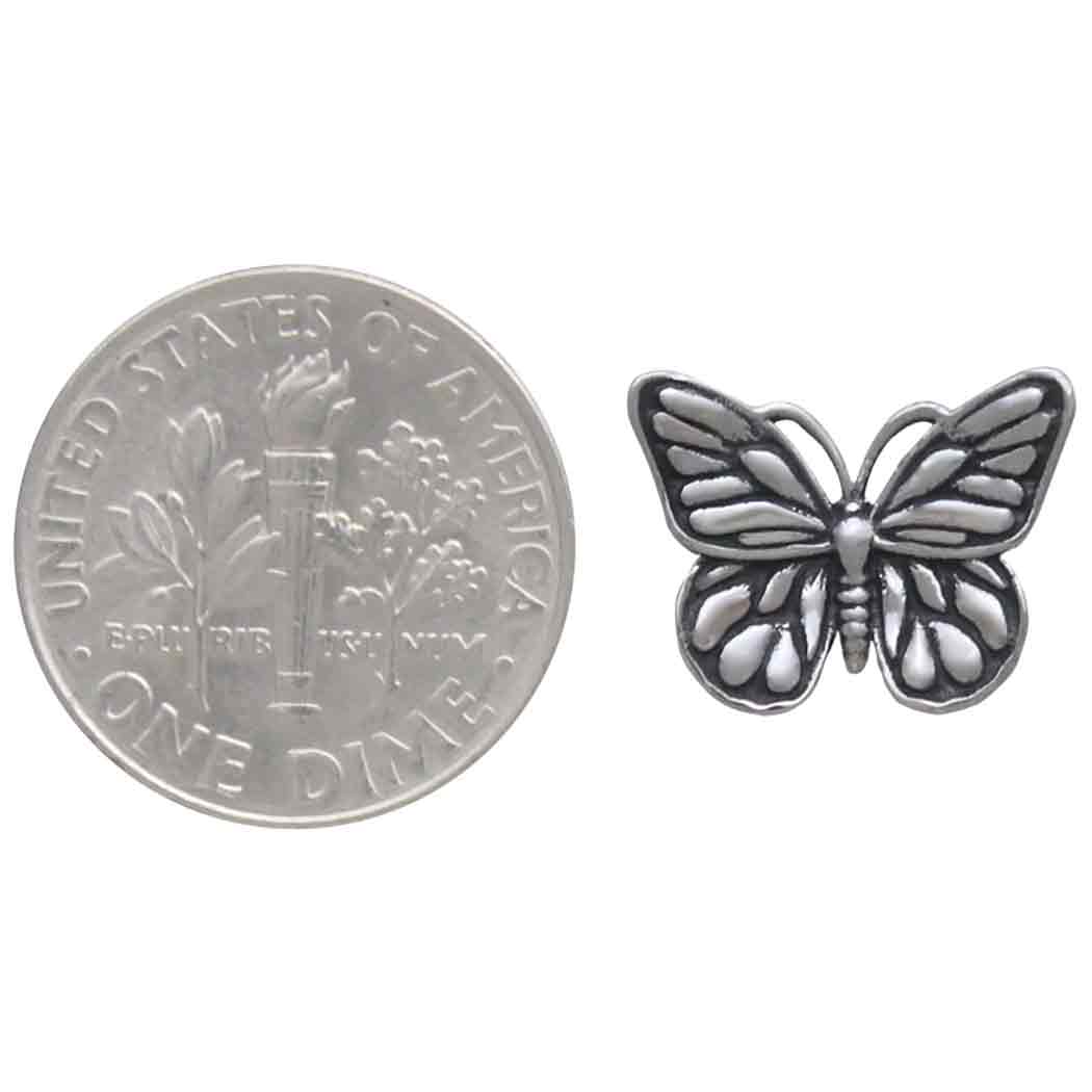 Sterling Silver Monarch Butterfly Post Earrings with Dime