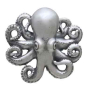 Sterling Silver Baby Octopus Post Earrings 13x14mm front view