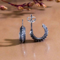 Sterling Silver Dragon Scale Hoop Post Earrings 12mm