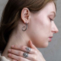 Sterling Silver Dragon Tail Hoop Post Earrings 30mm on model