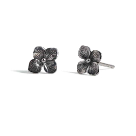 Sterling Silver Hydrangea Post Earrings 9x7mm