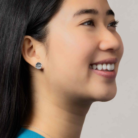 Sterling Silver Lily Pad Post Earrings 10x10mm on model