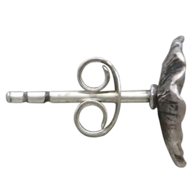 Sterling Silver Lily Pad Post Earrings Side View