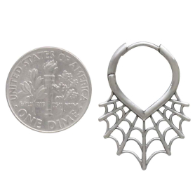 Sterling Silver Spiderweb Huggie Hoop Earrings with Dime
