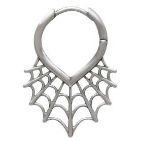 Sterling Silver Spiderweb Huggie Hoop Earrings Back View