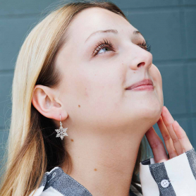 Sterling Silver Snowflake Dangle Earrings