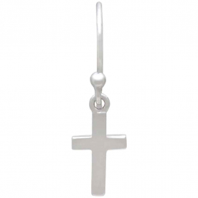 Sterling Silver Cross Dangle Earrings 25x7mm