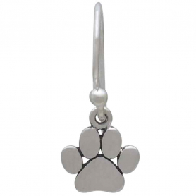 Sterling Silver Paw Print Dangle Earrings 21x9mm