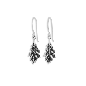 Sterling Silver Oak Leaf Dangle Earrings 33x9mm