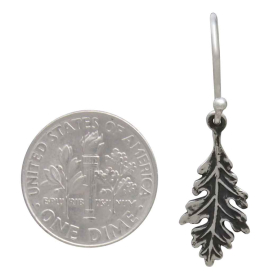 Sterling Silver Oak Leaf Dangle Earrings with Dime