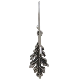 Sterling Silver Oak Leaf Dangle Earrings Back View