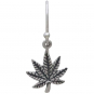 Sterling Silver Pot Leaf Dangle Earrings 17x13mm