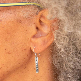  Sterling Silver Vertical Moon Phase Dangle Earrings 36x4mm