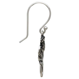 Sterling Silver Dimensional Thistle Dangle Earrings Side View