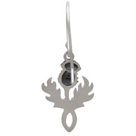 Sterling Silver Dimensional Thistle Dangle Earrings Back View