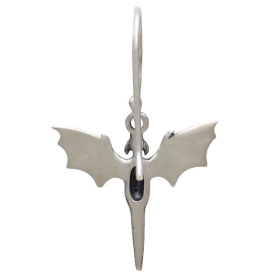 Sterling Silver Flying Dragon Dangle Earrings Back View