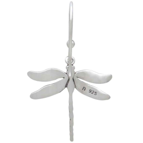 Sterling Silver Dragonfly Dangle Earrings 35x20mm Back View