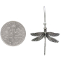 Sterling Silver Dragonfly Dangle Earrings 35x20mm with Dime