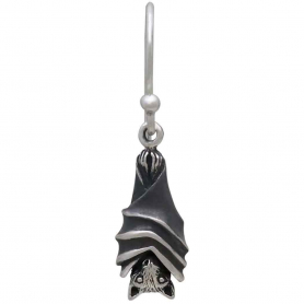 Sterling Silver Hanging Bat Dangle Earrings 29x8mm
