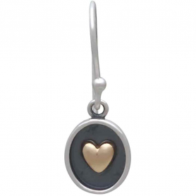 Mixed Metal Shadow Box Heart Dangle Earrings 25x9mm